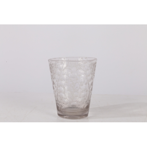 263 - A MID 18TH CENTURY BOHEMIAN ENGRAVED BEAKER. Circa 1740, engraved with floral patterns, 12cm high.