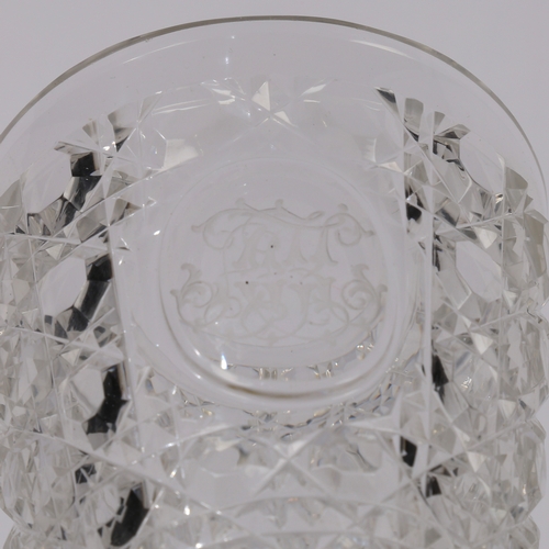 264 - A PAIR OF MID 19TH CENTURY RUSSIAN CUT GLASS GOBLETS. Circa 1840-50, having a flat cut bowl and a kn... 