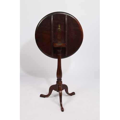 38 - A GEORGE III MAHOGANY DISH TOP OCCASIONAL TABLE. having a circular dish top above a baluster column ... 