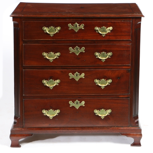 40 - A GEORGE III MAHOGANY CHEST OF DRAWERS OF SMALL PROPORTIONS. having a rectangular top raised on four... 