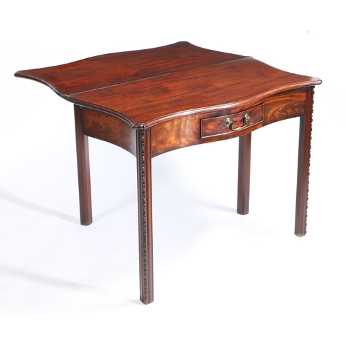 79 - A 19TH CENTURY MAHOGANY CHIPPENDALE STYLE TEA TABLE. of serpentine form, having a single drawer to t... 