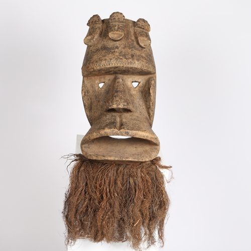 48 - A EXTREMELY LARGE DAN KRAN MASK, LIBERIA. second third of the 20th century, having a carved wood and... 