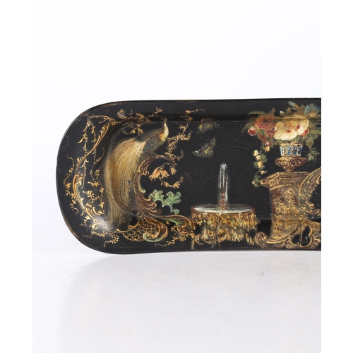 103 - A 19TH CENTURY PAPIER MACHÉ SNUFFER-TRAY, BY JENNENS & BETTRIDGE, LONDON, (FL.1816-1870), circa 1850... 