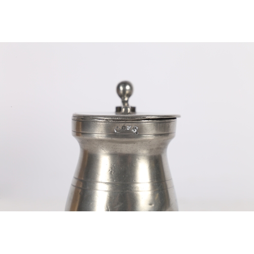 119 - A SCOTTISH IMPERIAL GILL LIDDED BALUSTER MEASURE, CIRCA 1830. With ball and bar thumbpiece, flat-lid... 