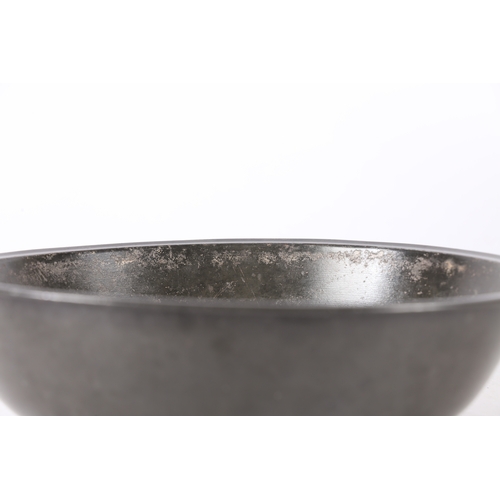 124 - A PEWTER NARROW RIM DEEP BOWL OR BASIN, PROBABLY GLASGOW. With steep booge and flat base, diameter 2... 