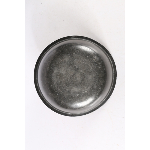 124 - A PEWTER NARROW RIM DEEP BOWL OR BASIN, PROBABLY GLASGOW. With steep booge and flat base, diameter 2... 