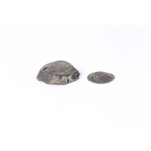 154 - A PEWTER TOY/OR VERY SMALL SPICE SAUCER AND A TOY BOWL, ENGLISH, CIRCA 1600. Recovered from the Anch... 