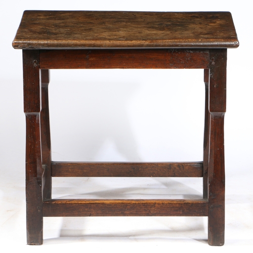 185 - A WILLIAM & MARY SMALL OAK CENTRE TABLE, WELSH, CIRCA 1700. Having an impressive one-piece top with ... 