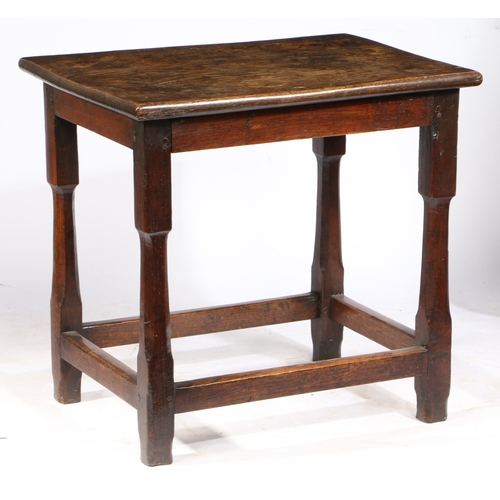 185 - A WILLIAM & MARY SMALL OAK CENTRE TABLE, WELSH, CIRCA 1700. Having an impressive one-piece top with ... 