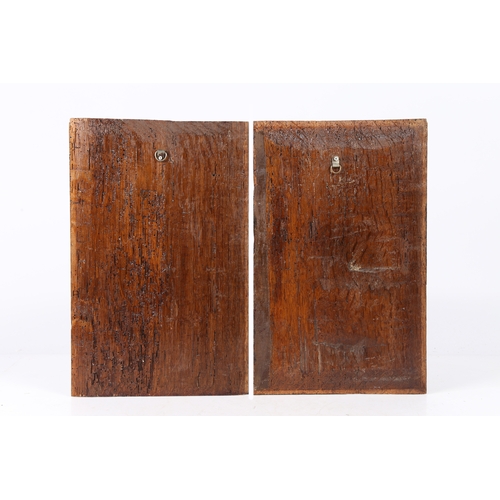 218 - A PAIR OF MID-16TH CENTURY OAK ROMAYNE-TYPE PORTRAIT PANELS, CIRCA 1540-60. One designed with a male... 