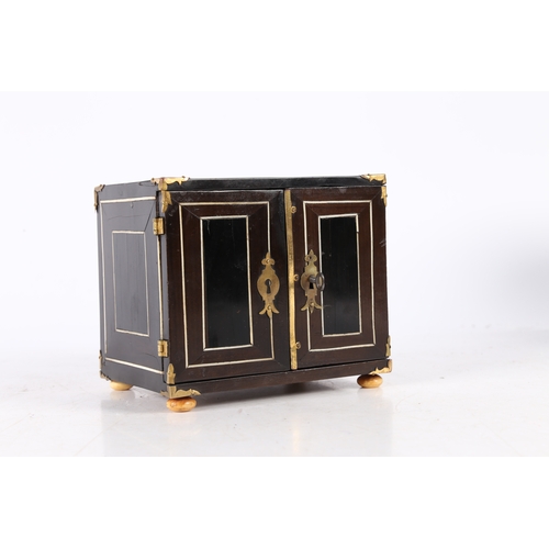 26 - A RARE MID-17TH CENTURY EBONY & BONE-INLAID CHILD'S TABLE CASKET, FLEMISH. Of miniature cabinet form... 