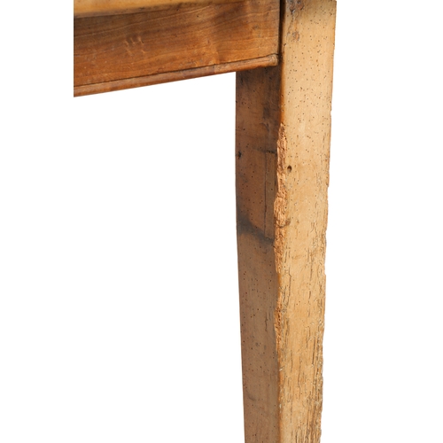 40 - A 19TH CENTURY SYCAMORE FARMHOUSE TABLE. The long twin plank rectangular top with cleated ends above... 