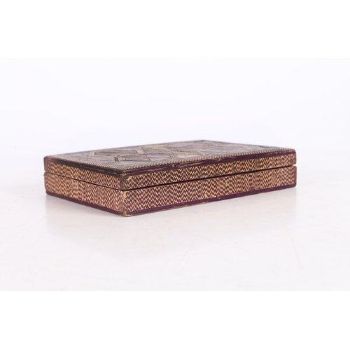 58 - A STRAW-WORK GAMING BOX, CIRCA 1900. Of rectangular form, enclosing four divisions for playing cards... 