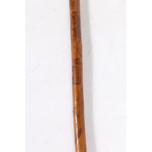 74 - OF SUFFOLK INTEREST: A FRUITWOOD PENWORK DECORATED WALKING CANE, NAMED & DATED MAY 4 1844. With inte... 