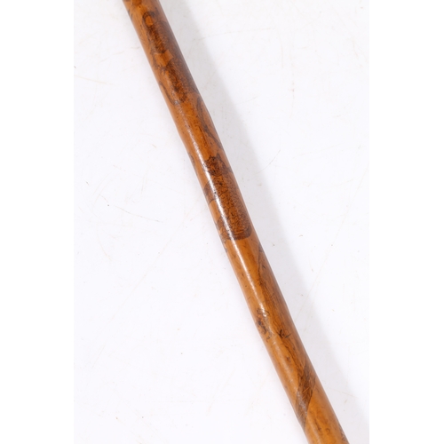 74 - OF SUFFOLK INTEREST: A FRUITWOOD PENWORK DECORATED WALKING CANE, NAMED & DATED MAY 4 1844. With inte... 