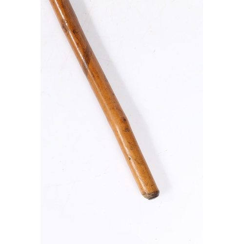 74 - OF SUFFOLK INTEREST: A FRUITWOOD PENWORK DECORATED WALKING CANE, NAMED & DATED MAY 4 1844. With inte... 