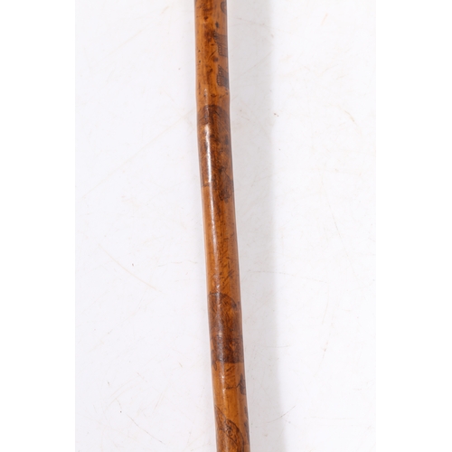 74 - OF SUFFOLK INTEREST: A FRUITWOOD PENWORK DECORATED WALKING CANE, NAMED & DATED MAY 4 1844. With inte... 