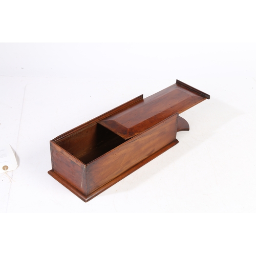 86 - A GEORGE III YEW WOOD CANDLE BOX, CIRCA 1800. The backplate with extended curved top for hanging, th... 