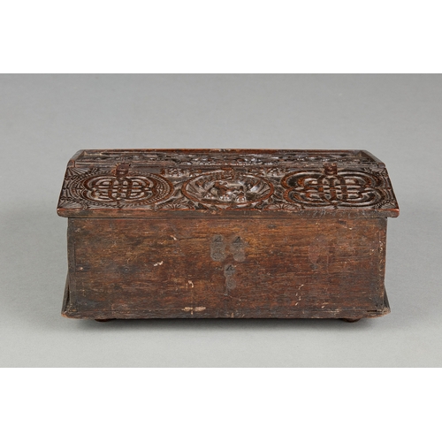 100 - A RARE AND SMALL ARMORIAL DOCUMENTS BOX, DUTCH, ZEELAND, DATED, 1, SEPTEMBER, 1770. A Baltic Oak slo... 