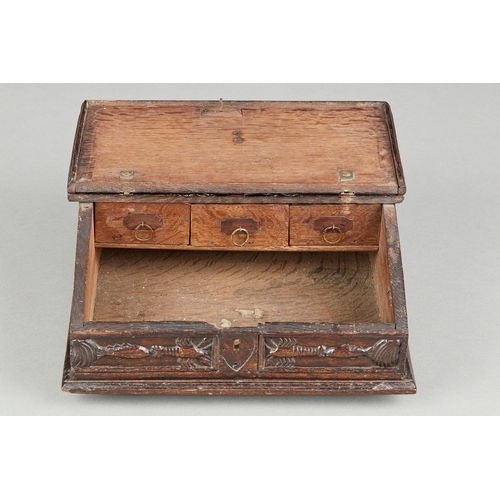 100 - A RARE AND SMALL ARMORIAL DOCUMENTS BOX, DUTCH, ZEELAND, DATED, 1, SEPTEMBER, 1770. A Baltic Oak slo... 