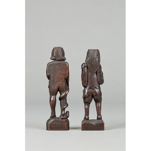 102 - A RARE PAIR OF ELIZABETHAN OAK FIGURES OF ADAM AND MARY, ENGLISH, CIRCA 1580-1600. The pair of figur... 