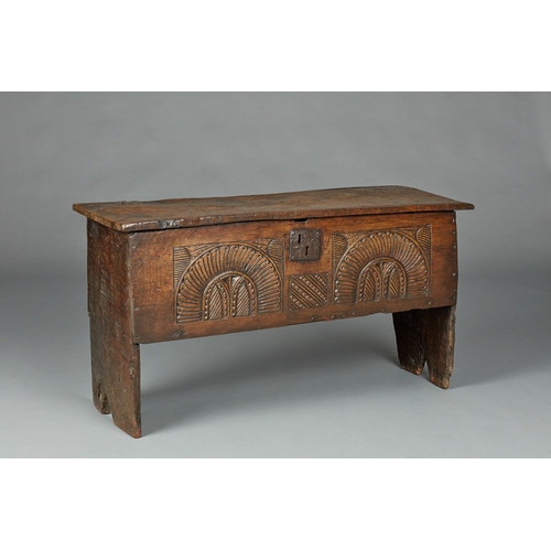 11 - A RARE HENRY VII/HENRY VIII, TUDOR OAK AND POLYCHROME CARVED BOARDED CHEST, CIRCA 14901520. A rare ... 