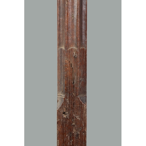 12 - A RARE PAIR OF HENRY VIII TUDOR OAK MONOGRAMMED BEDPOSTS, ENGLISH, CIRCA 1520-1540. The pair of Tudo... 