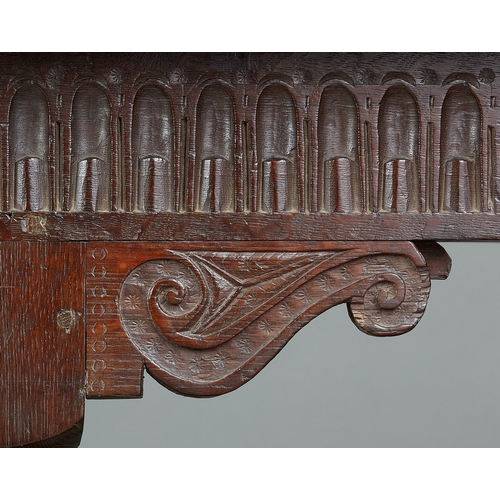 23 - A FINE AND PROVENANCED JAMES / CHARLES I SIX LEG OAK REFECTORY TABLE, HASELOUR HALL, STAFFORDSHIRE, ... 