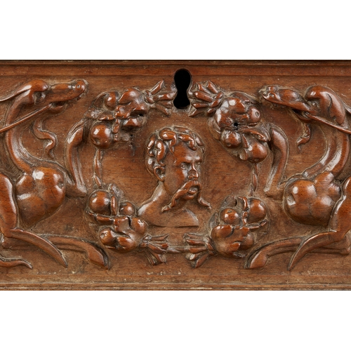 35 - A VERY HIGH-QUALITY RENAISSANCE FONTAINEBLEAU WALNUT BOX, FRENCH, LYON, CIRCA 1540-1550. The deep ... 