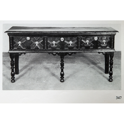 42 - A SMALL CHARLES II OAK AND ELM DRESSER BASE, CIRCA 1670-1680. The twin Elm plank top of exceptional ... 