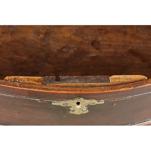 52 - A RARE GEORGE II/GEORGE III YEW DEMI-LUNE FOLDING BOX-TOP TABLE, ENGLISH, CIRCA 1730-1750. The figur... 