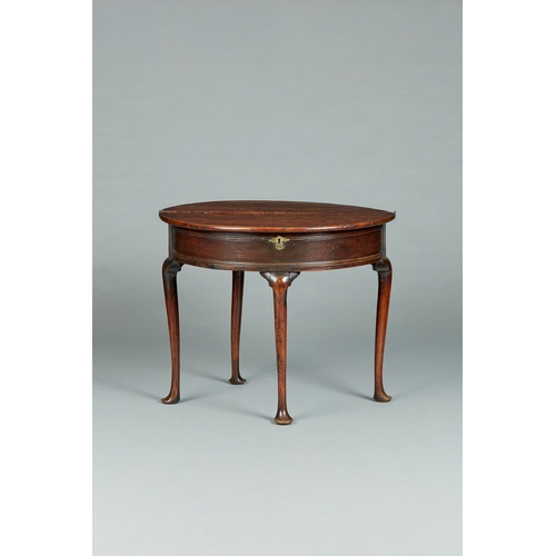 52 - A RARE GEORGE II/GEORGE III YEW DEMI-LUNE FOLDING BOX-TOP TABLE, ENGLISH, CIRCA 1730-1750. The figur... 