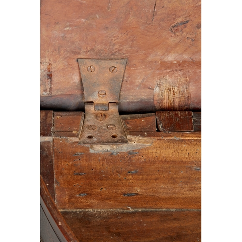 52 - A RARE GEORGE II/GEORGE III YEW DEMI-LUNE FOLDING BOX-TOP TABLE, ENGLISH, CIRCA 1730-1750. The figur... 