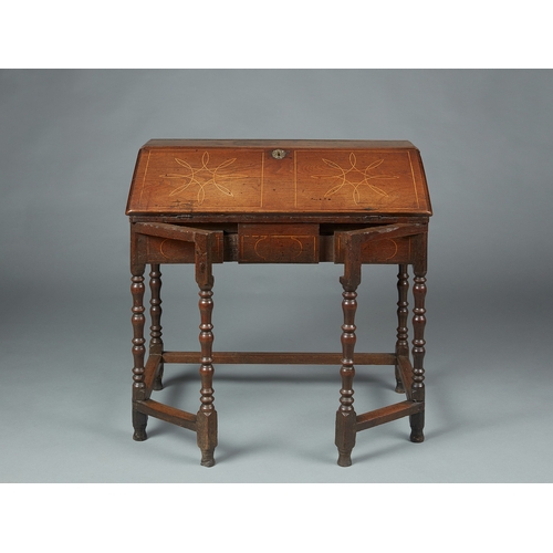 62 - A RARE WILLIAM & MARY/QUEEN ANNE INLAID WRITING DESK ON STAND, CIRCA 1685-1705. The moulded top inla... 