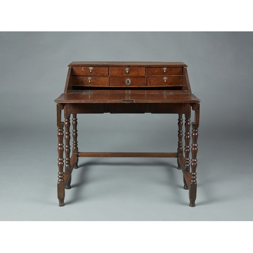 62 - A RARE WILLIAM & MARY/QUEEN ANNE INLAID WRITING DESK ON STAND, CIRCA 1685-1705. The moulded top inla... 