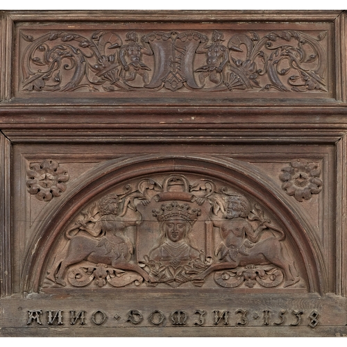 66 - RARE HENRY VIII TUDOR OVERDOOR, NOSTELL PRIORY, WYNN OF GWYDYR AND PLAS MAWR, NORTH WALES, DATED 153... 