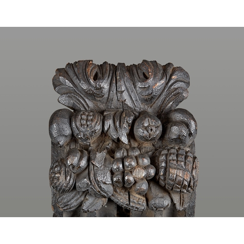 73 - A PAIR OF ELIZABETH I OAK CORBELS CARVED WITH GROTESQUE SATYRS, CIRCA 1580-1600. Originally Jetty su... 