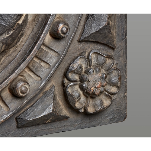 73 - A PAIR OF ELIZABETH I OAK CORBELS CARVED WITH GROTESQUE SATYRS, CIRCA 1580-1600. Originally Jetty su... 