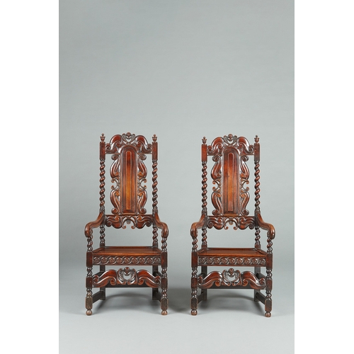 86 - AN EXCEPTIONALLY RARE PAIR OF CHARLES II JAMAICAN CEDAR ARMCHAIRS, CIRCA 1660-1670. The remarkable p... 