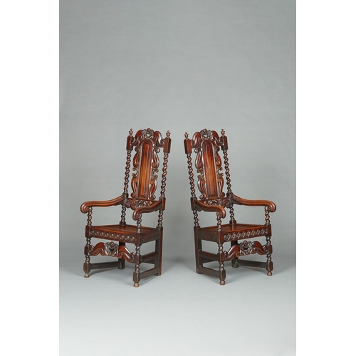 86 - AN EXCEPTIONALLY RARE PAIR OF CHARLES II JAMAICAN CEDAR ARMCHAIRS, CIRCA 1660-1670. The remarkable p... 