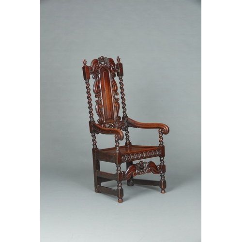 86 - AN EXCEPTIONALLY RARE PAIR OF CHARLES II JAMAICAN CEDAR ARMCHAIRS, CIRCA 1660-1670. The remarkable p... 