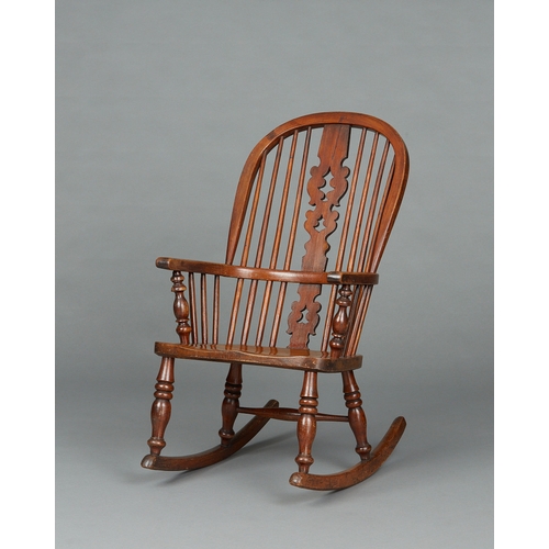 89 - A MID TO LATE 19TH CENTURY ASH AND ELM WINDSOR ROCKING CHAIR, CIRCA 1850-1880. A mid-sized Windsor r... 