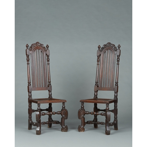 97 - A RARE AND PROVENANCED SET OF TWELVE CAROLEAN HIGH BACK CHAIRS, LITTLECOTE HOUSE, BERKSHIRE, CIRCA 1... 