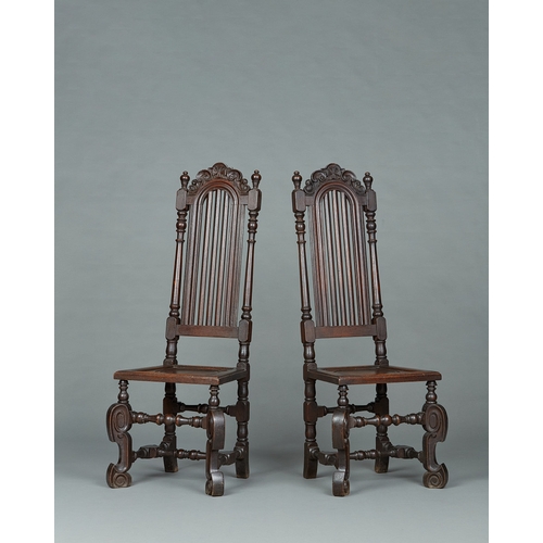 97 - A RARE AND PROVENANCED SET OF TWELVE CAROLEAN HIGH BACK CHAIRS, LITTLECOTE HOUSE, BERKSHIRE, CIRCA 1... 