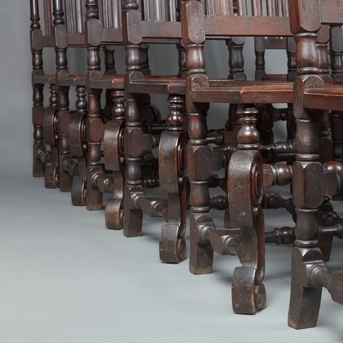 97 - A RARE AND PROVENANCED SET OF TWELVE CAROLEAN HIGH BACK CHAIRS, LITTLECOTE HOUSE, BERKSHIRE, CIRCA 1... 