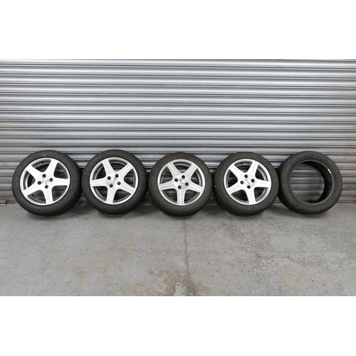 Four alloy road wheels (ex Fiat Panda), numbered KBA 46035, fitted with ...