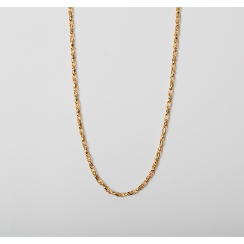 91 - A 14CT GOLD FANCY LINK CHAIN A 45cm long Double Oval diamond cut chain crafted in 14ct yellow gold w... 