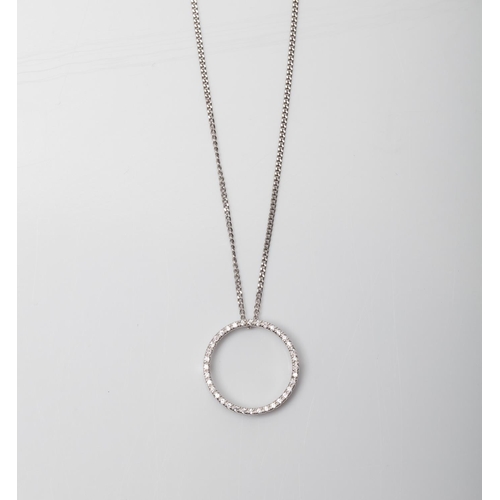 107 - A SILVER WHITE SAPPHIRE  SET CIRCLE OF LIFE PENDANT ON 45CM CHAIN Crafted in Sterling Silver pave se... 