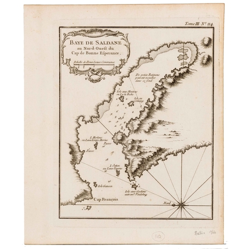 112 - Jacques Nicolas Bellin - CARTE DE LA BAYE DE LA TABLE & BAYE DE SALDANE, TWO MAPS