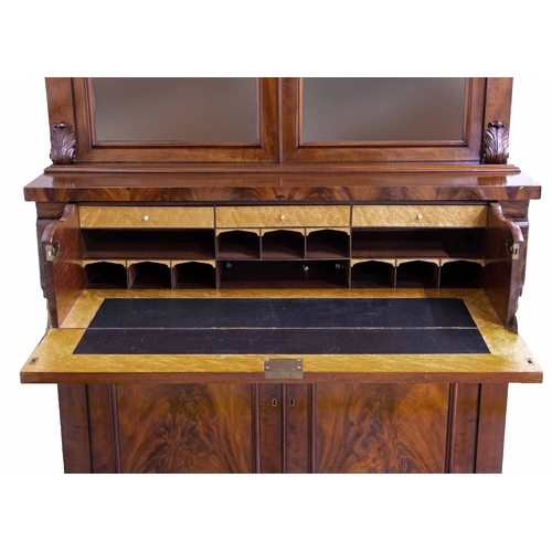 323 - A VICTORIAN MAHOGANY SECRETAIRE BOOKCASE